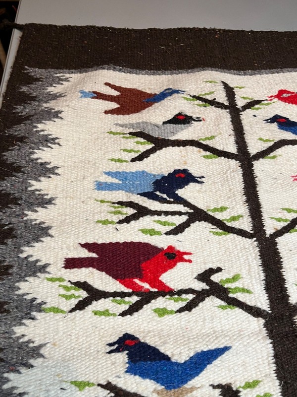 Handwoven Wool Tree Of Life Wall Hanging Rug Pictorial Birds Zapotec Tapestry gallery