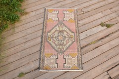 Turkish Carpet Hand Knotted 1×3 Size Doormat Chair Multi Color Rug 49x95cm