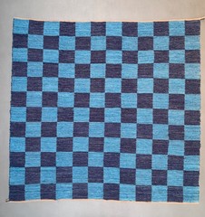 Vintage Swedish style Rug 315×330 cm Square, Checkerboard Chindi Rug, Schackruta