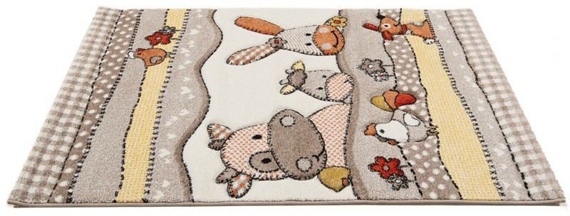 Kids 59 1/8x39 3/8 in Fattoria Maschinengewebter Carpet Rug Beige Cartoons gallery