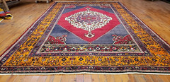 Bohemian Vintage 1940-1950s Indigo Blue Dye Wool Pile Taspinar Rug 5’1″×8’5″