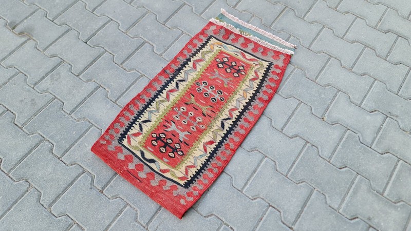 Antique Monastery Rug, Small unique rug, Kilim rug, tribal rug, hand woven Rug gallery
