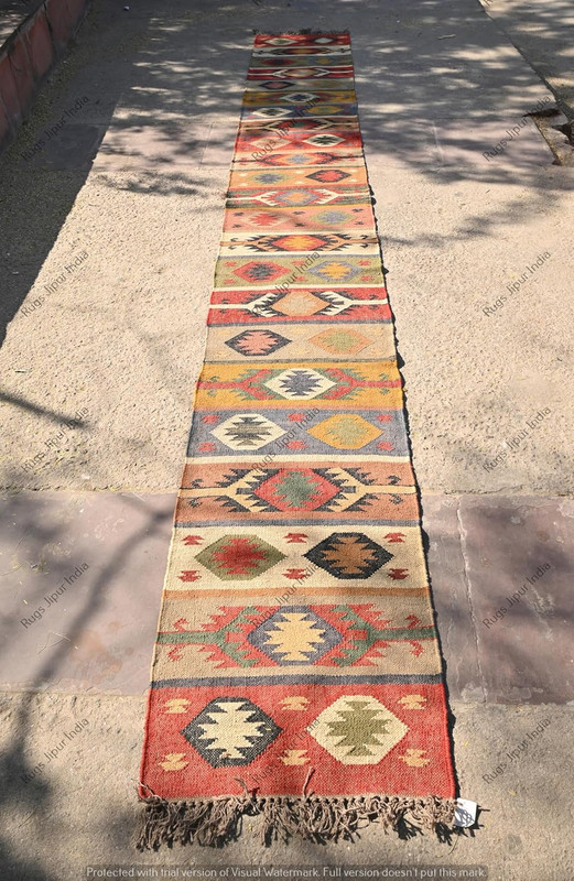 Handwoven Kilim Wool & Jute Area Rug - Flatweave Dhurrie Rug for Living Room Bed gallery