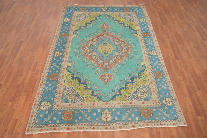 Turquoise Blue Traditional Area Rug 6x10 ft Hand-knotted Wool for Living Room gallery