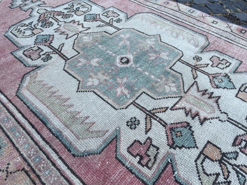 Turkish Vintage Rug Handmade Wool Rug Bohemian Runner Rug Home Rug 3,5 x 7,5 ft gallery