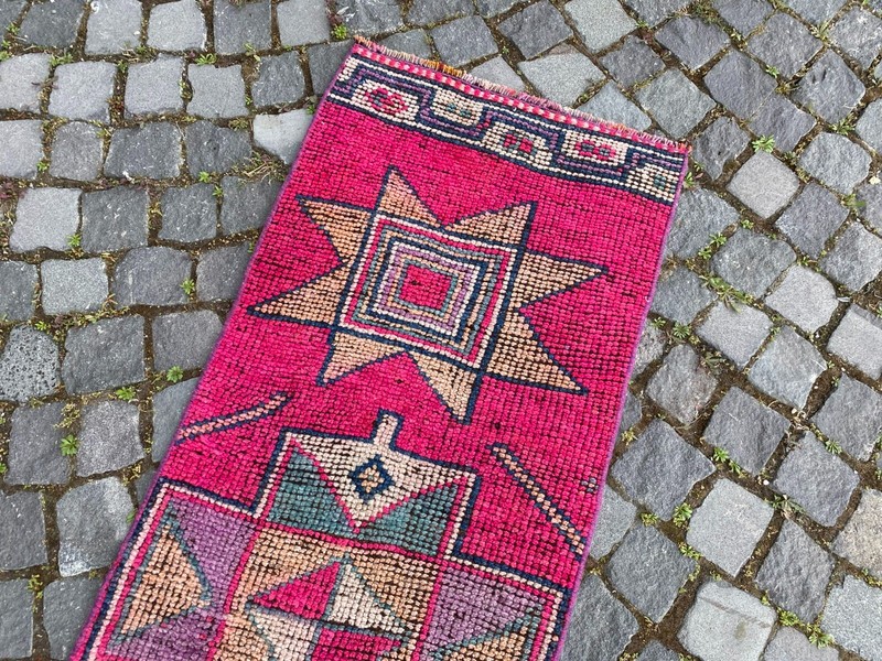 Bohemian rugs, Runner rug, Handmade, Turkish rug, Vintage, Wool | 1,8 x 11,2 ft gallery