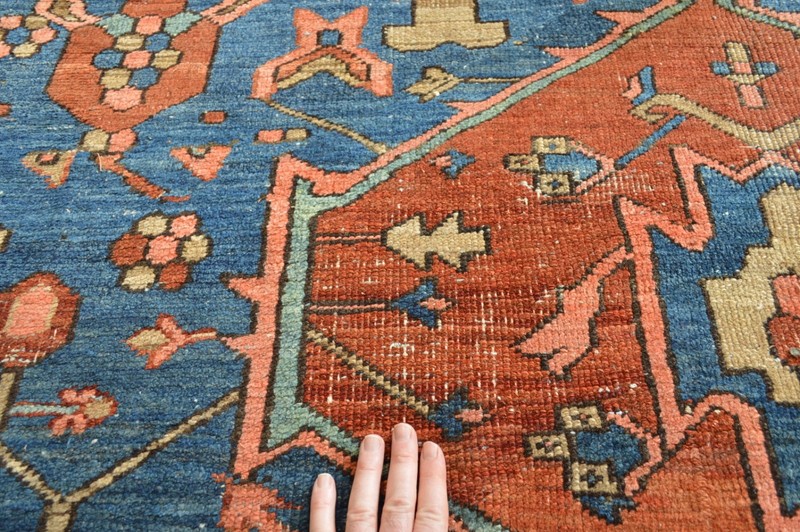 FABULOUS ANTIQUE SERAPI UNIQUE SKYBLUE RUG 1880’S NATURAL COLOURS gallery