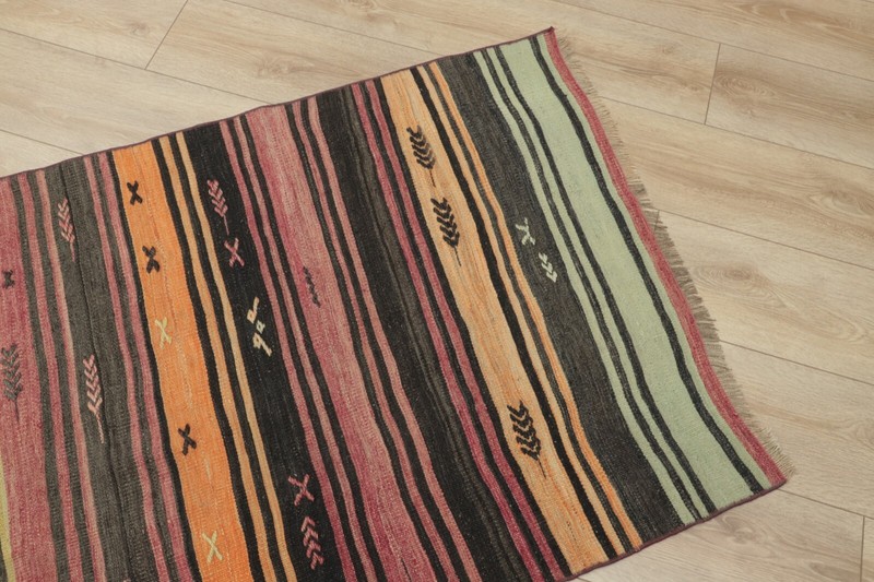 Striped Turkish Cappadocia Kilim Runner Rug Anatolian Hand Knotted Carpet 3x13ft gallery