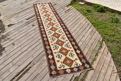 Turkish Rug 2×12 Size Oriental Runner Stairs Kilim Corridor 75x375cm Hallway
