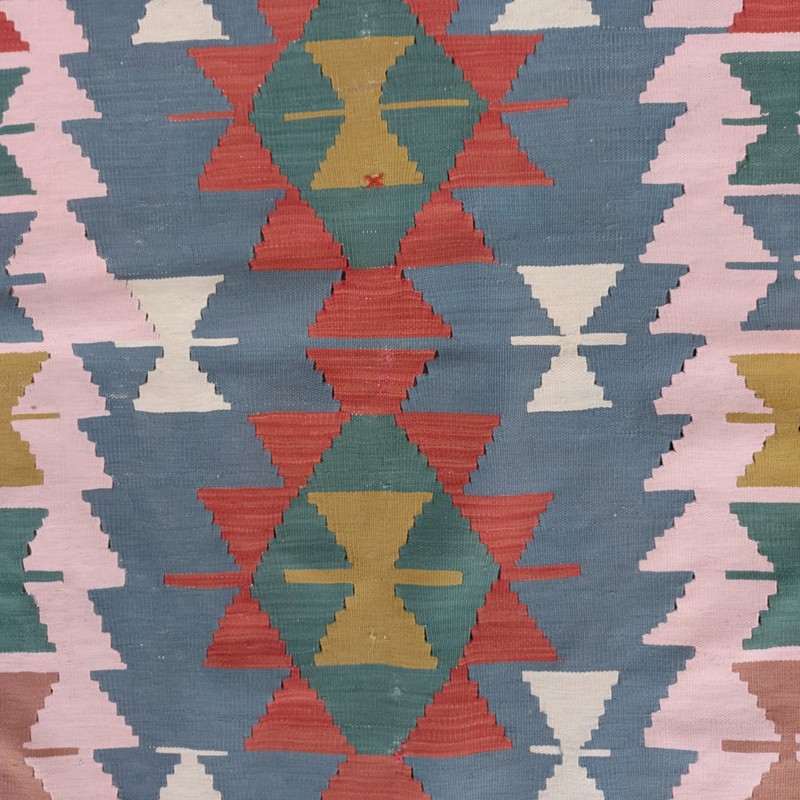 3.02 x 3.22 ft Vintage Square Turkish Kilim Rug , 92 x 98 cm Handmade Wool Kelim gallery