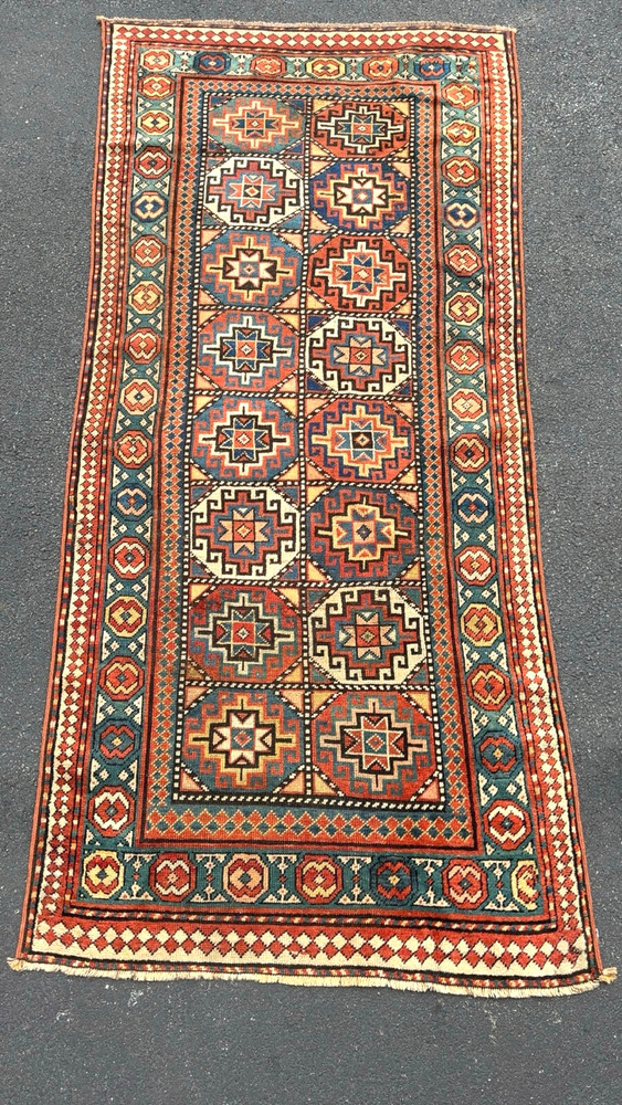3x7ft Antique Collectible Caucasian Moghan Rug circa 1880,