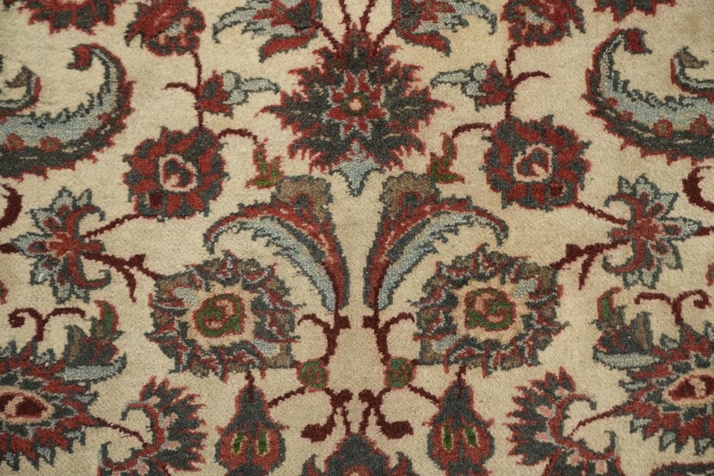 Fine Pre-1900 4x5 Antique Traditional Wool Floral Area Rug in Red & Ivory Tones gallery