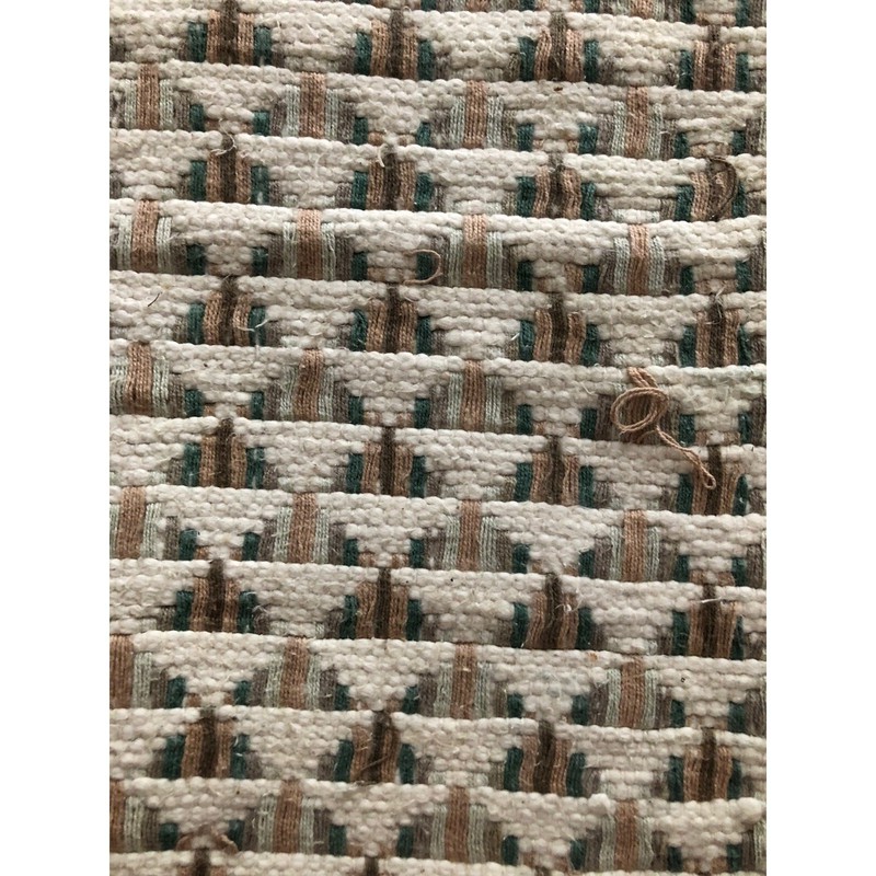 Flat Handwoven Rug Cotton Neutral Memphis Fossil India Dhurrie 19x33" Vintage gallery