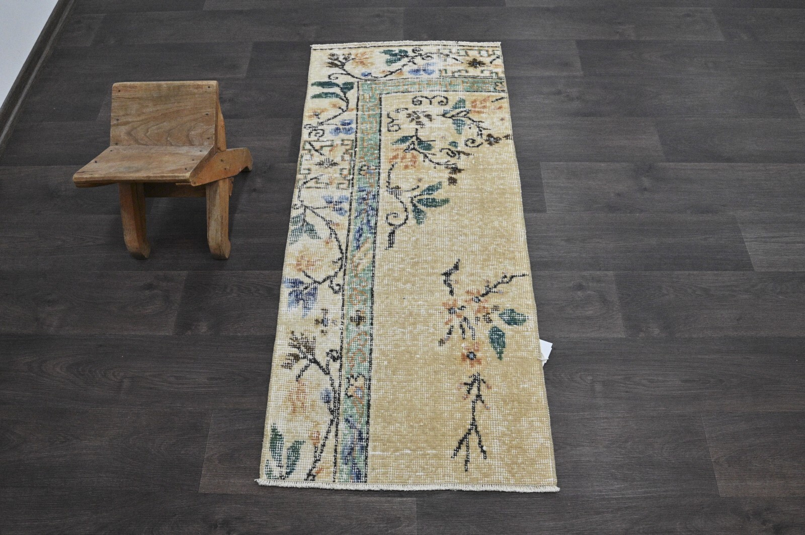 Oushak Turkish Doormat Rug 2x4 BEIGE Anatolian Handmade Vintage Small Kilim Rug gallery
