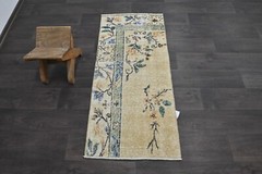 Oushak Turkish Doormat Rug 2×4 BEIGE Anatolian Handmade Vintage Small Kilim Rug