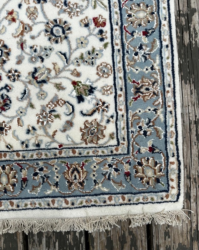 Fine Quality New Handmade Silk & Wool White Oriental Runner, Floral Design, 3x12 gallery