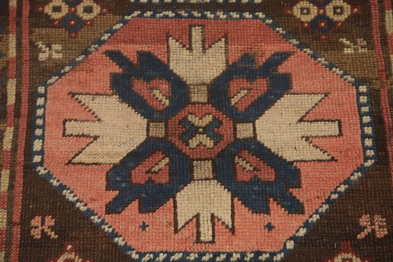 Pre-1900 Antique Geometric Kazak Vegetable Dye Rug 3x6 ft Hand-knotted Wool gallery