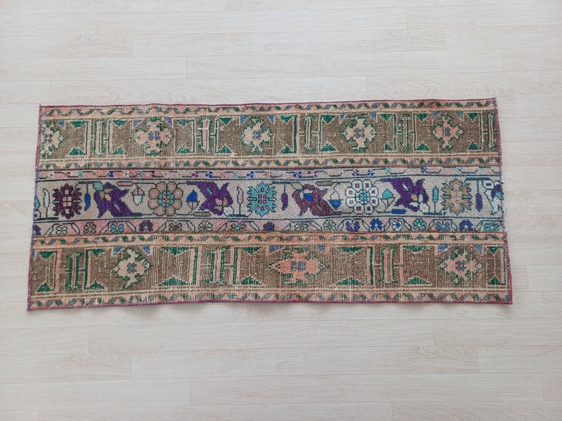 2x5 Vintage Turkish Rug, Multicolor Handmade Wool Oushak Runner Rug, Ft: 2.0x4.8 gallery