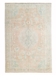 Vintage Turkish Oushak Rug – Coral Wool Oriental – 6’3×9’3 ft Living Room