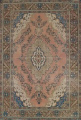 Vintage Muted Pink Traditional Handmade Wool Tebriz Living Room Area Rug 6×10
