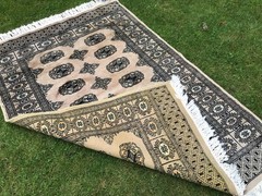 VINTAGE MAT RUG OLD CARPET LOVELY DESIGN REVERSIBLE TURKISH ASAIN AZTEC STYLE