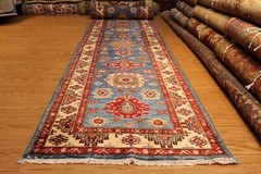 PRICE MARKED DOWN ON 25 FT. LONG HALL RUNNER 3′ X 25′ HANDMADE WOOL, LIGHT BLUE