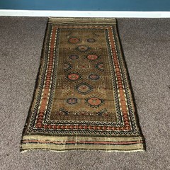 Authentic Antique Worn Afghan Carpet 36″ x 69″