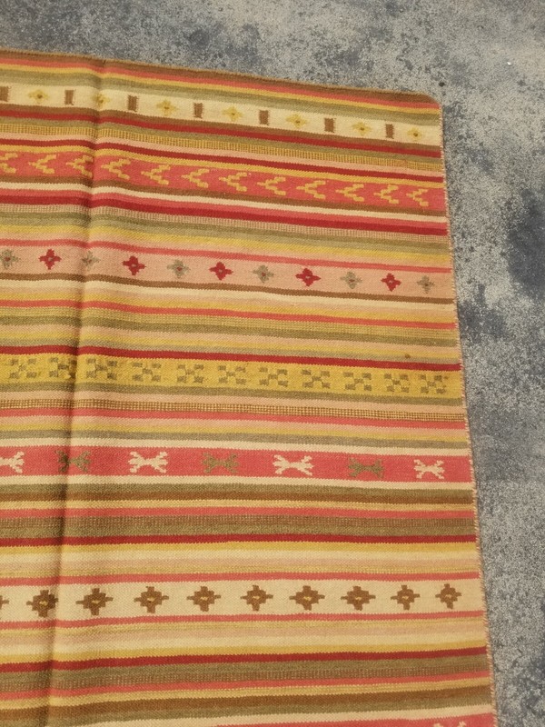 Vintage Traditional Handmade Beautiful Turkish Kilim Floor Rug Carpet 243x151 cm gallery