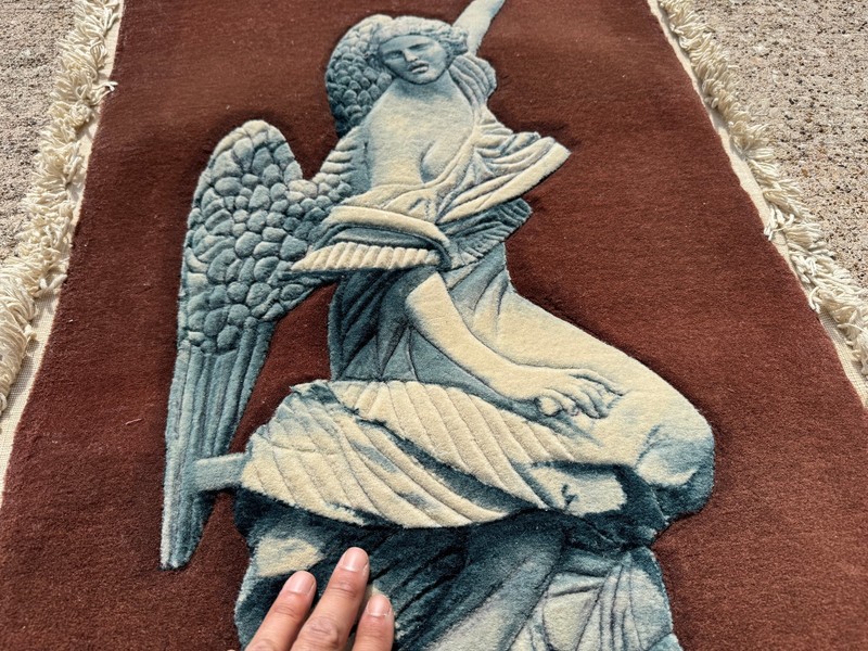 FINE SMALL RUG 2x4 HANDWOVEN handmade oriental 3D ART sculpture carved carpet gallery