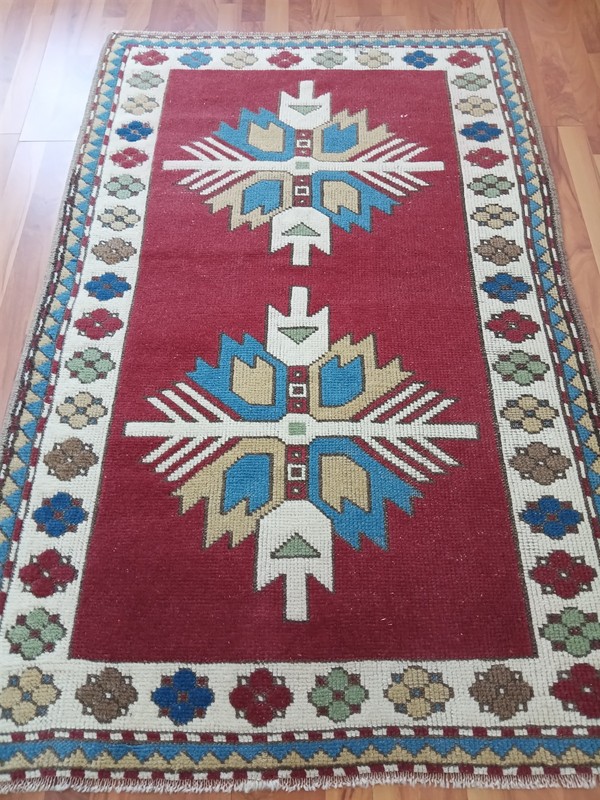 Antique Star Recion Wool Rug Collectible Antique Rare Blue Rug Tribal Rug gallery