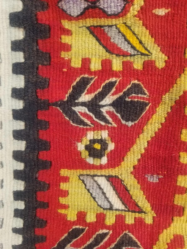 Distressed Vintage Traditional Handmade Kazak Caucasian Wool Kilim 4.11x3.6ft gallery