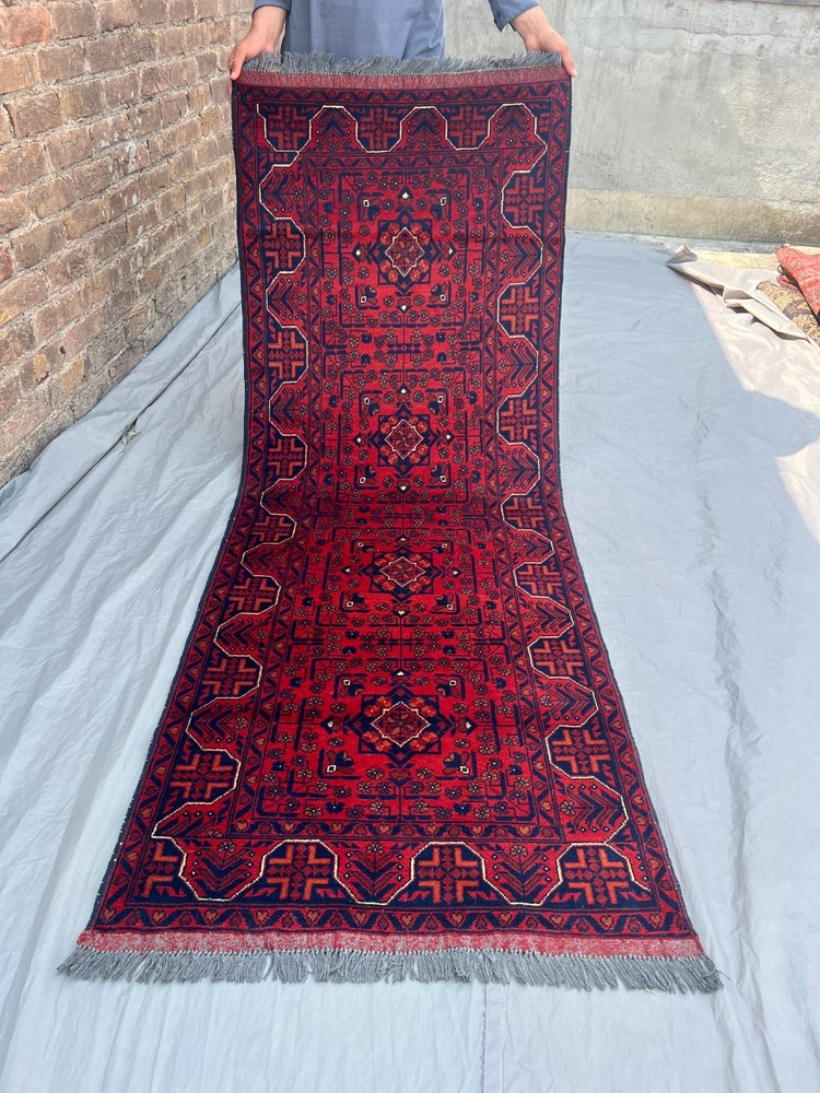 3x7 Vintage Turkmen Khal Mohammadi Runner, Hand Knotted Wool Tribal Runner Rug