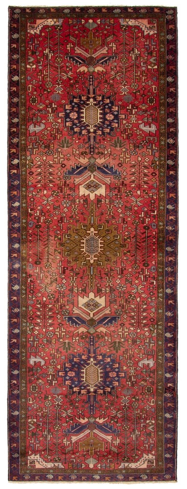 Vintage 3'2" x 8'10" Traditional Hand Knotted Vegetable Dye Wool Area Rug