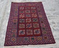 3 x 4’7 Vintage hand woven afghan berjesta small kilim rug, Tribal wool rug 3×5