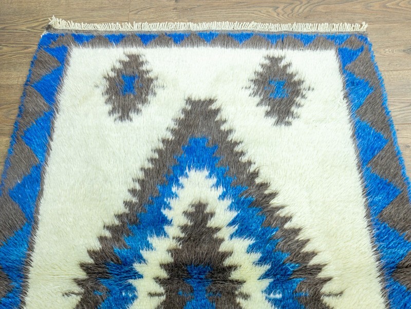 Long Pile Turkish Tribal Shaggy Rug-Vintage Handwoven Mohair Shag Tulu-3.8x5.6ft gallery