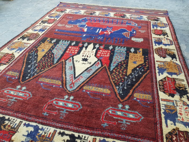 6'3"x4'6" ft Baloch War Rug Handmade Afghan War Rug Trible Shindand Rug war art gallery