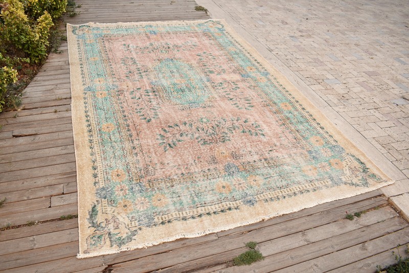 Turkish Rug 6x10 Handwoven Oushak Rug 210x326cm Natural Wool Carpet Muted Rug gallery