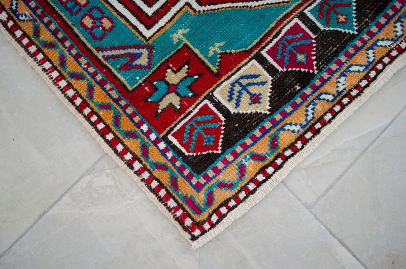 Vintage Turkish Rug Handmade Small Rug, Wool Doormat, Kitchen Rug, 2x4 ft approx gallery