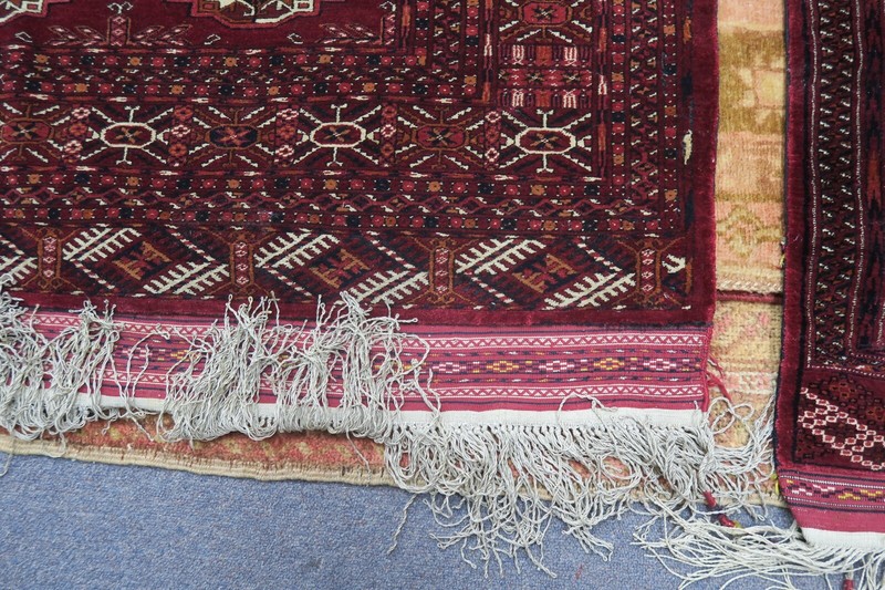 Antique Very Fine Silk on Silk Hand Knotted Tekke Turkoman Rug Red 1920's 4'8x6' gallery