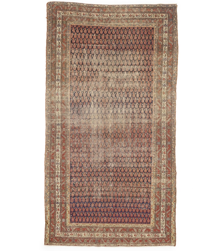 Antique Hand-Knotted Orange-Red Wool Runner Rug Tribal Kitchen Carpet 5X9'7 ft