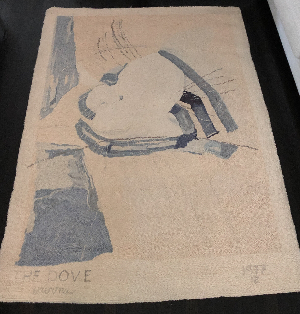 The Dove Signed 1977 Wool Hand Made Rug Picasso Style Mid Century Mod Floor Art gallery