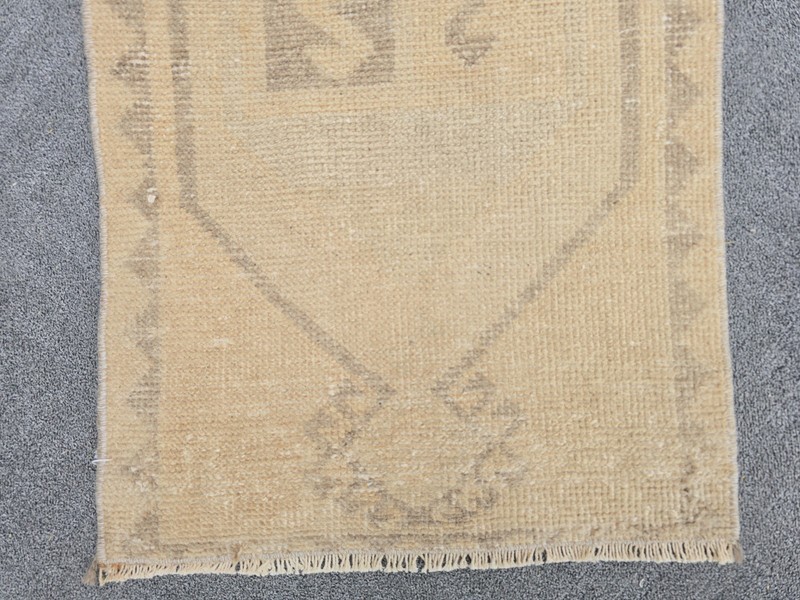 Vintage Turkish Oushak Rug 1.5x3.1 Hand Knotted Wool Neutral Faded Mat, gallery