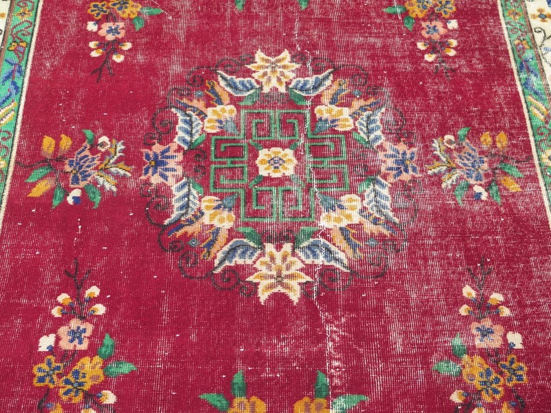 Vintage Anatolia Carpet, Distressed Burgundy Rug, Handmade Floor Rugs 69"x106" gallery