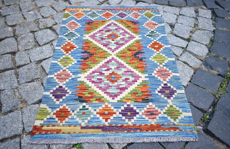 Afghan Kilim Rug 23'' x 33'' Colorful Rug Home Decor Rug Flat Woven Small Rug gallery