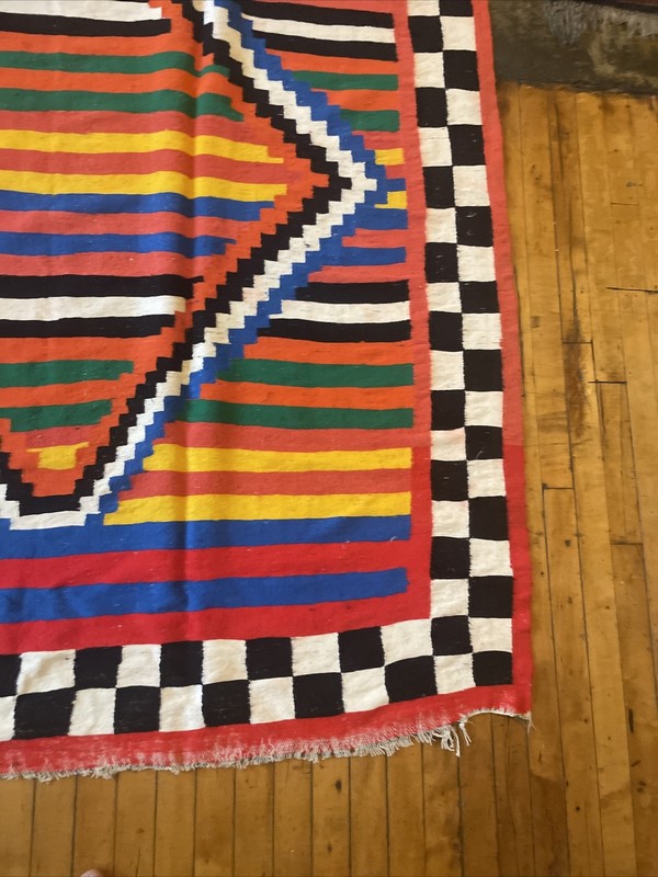 Vintage handwoven flat weave wool Tunisian Kilim 12’x5’ colorful gallery