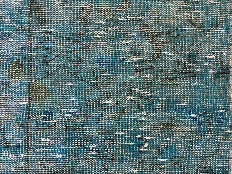 Antique Turkish Rug 1.5x2.8 ft Vintage Turquoise Blue Overdyed Wool Small Mat gallery
