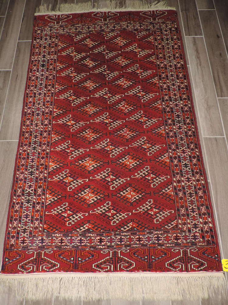 4x7ft. Handmade Turkoman Bokharra Wool Rug