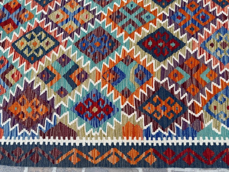 10x13 ft Large Oriental Turkish Multicolor Modern Afghan Traditional Wool Kilim gallery
