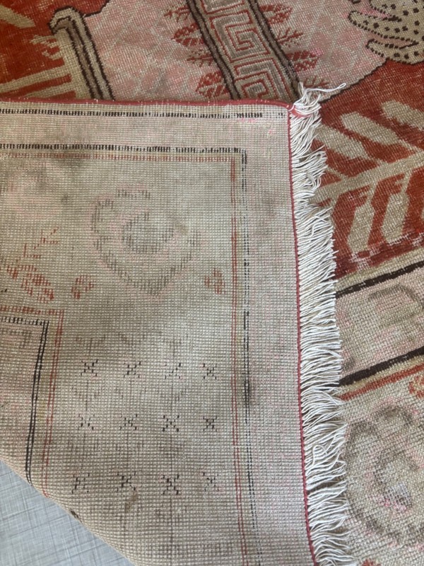 HANDMADE RUG. CARPET SAMARGHAND.. ANTIQUE. 11X6 OVER 100 YEARS OLD. th 19 gallery