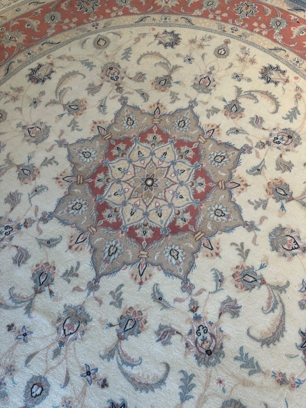 8' ROUND Silk inlaid highlighted Tabreez Rug Oriental Carpet 500 KPSI gallery